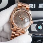 Replica Rolex Datejust Rose Gold Case With Fluted Bezel 36mm Grey Dial